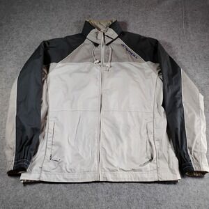 ONeill Mens XXL Windbreaker Jacket Gray Black Full Zip Skull Graphic Mesh Lined